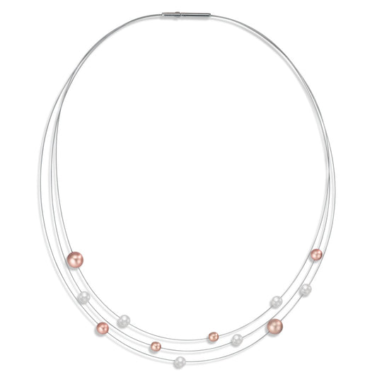 Collier Acier inoxydable, Aluminium perle de culture 42 cm