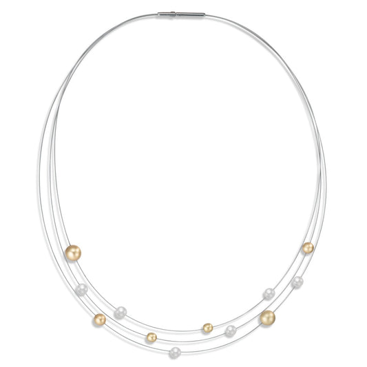 Collier Acier inoxydable, Aluminium perle de culture 42 cm