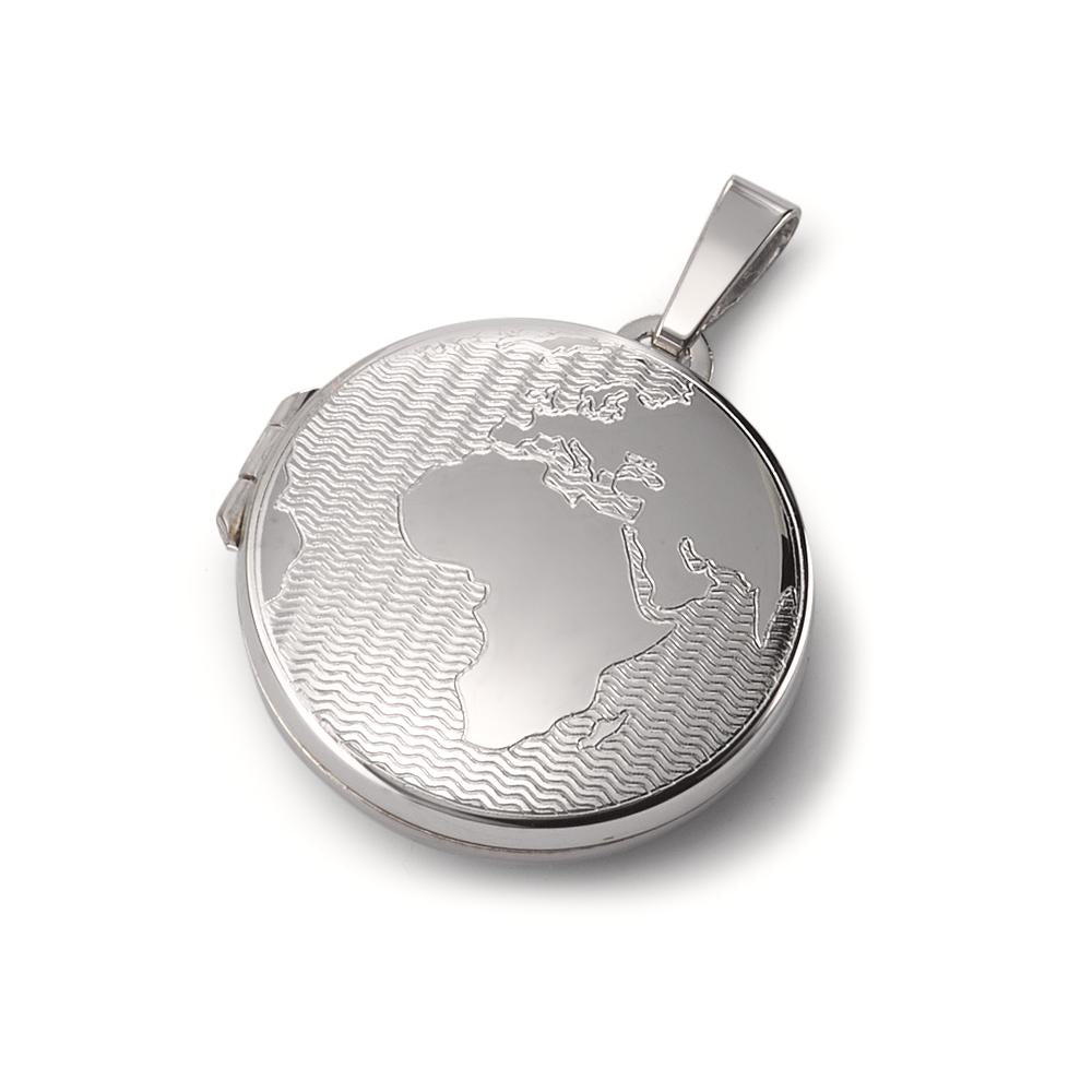 Médaillon Argent Rhodié Globe Ø21 mm