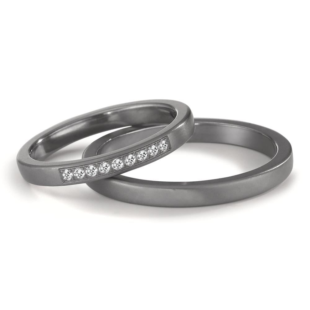 Partnerring 999 Tantal Diamant 0.09 ct, 9 Steine, w-si