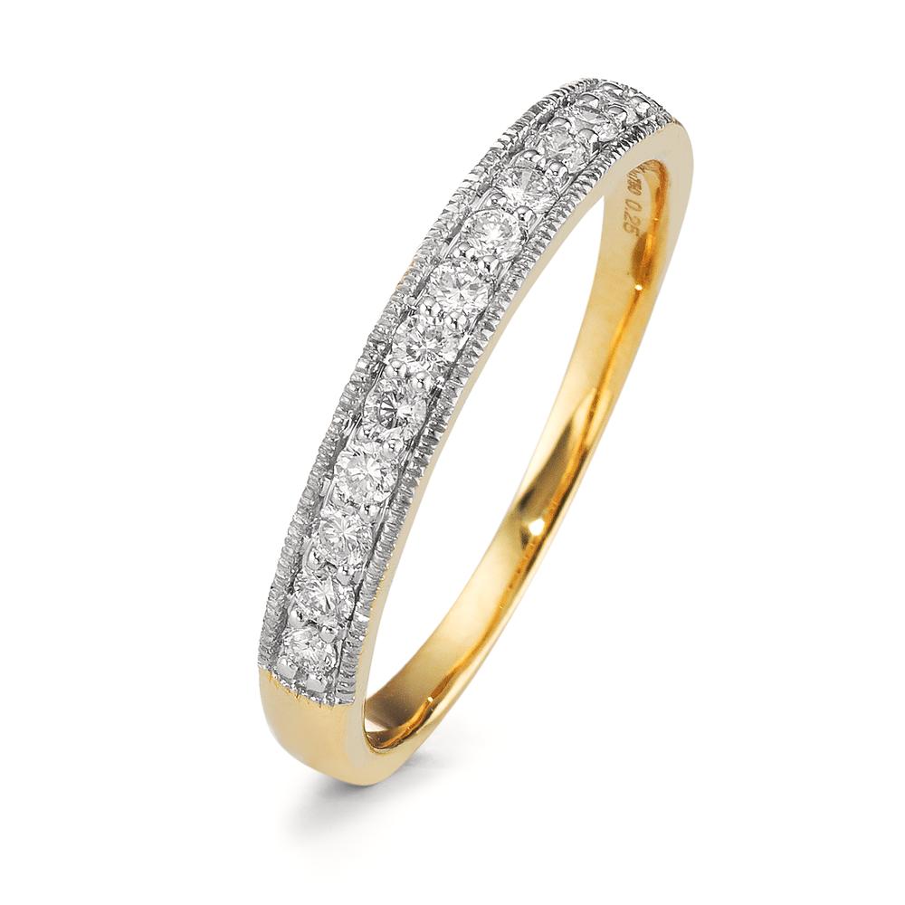 Fingerring 750/18 K Gelbgold Diamant 0.25 ct, 12 Steine, w-si