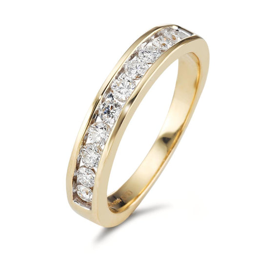 Bague Or jaune 18K Diamant 0.50 ct, 10 Pierres, w-si