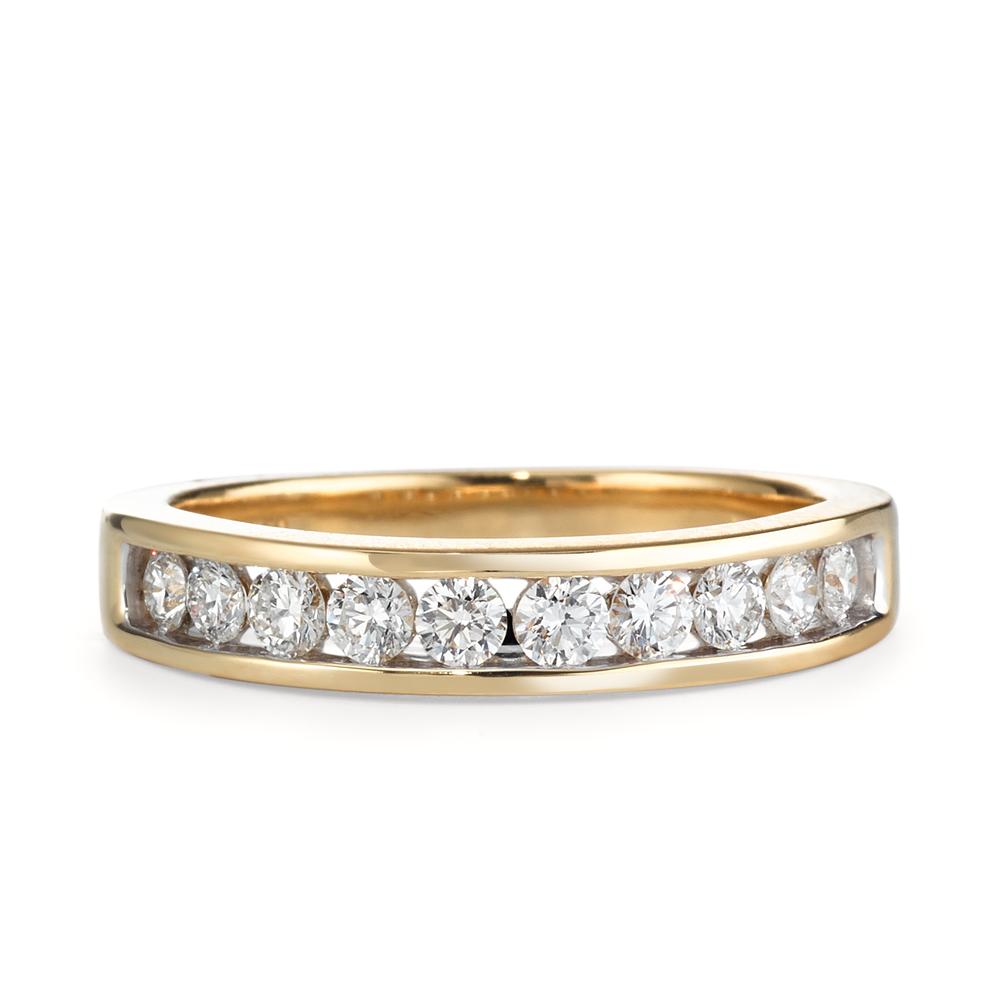 Bague Or jaune 18K Diamant 0.50 ct, 10 Pierres, w-si