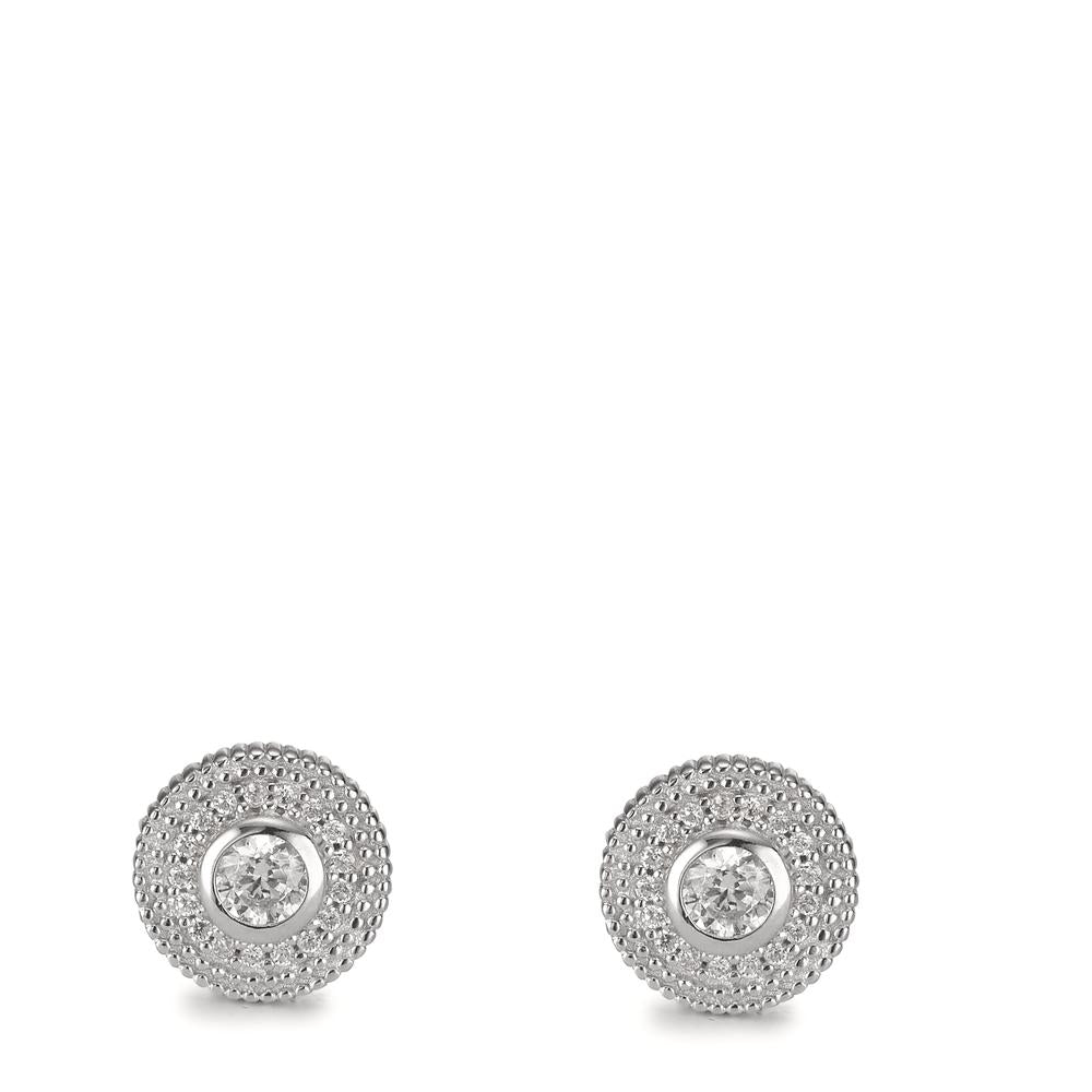 Clous d'oreilles Argent Zircone Rhodié Ø8 mm