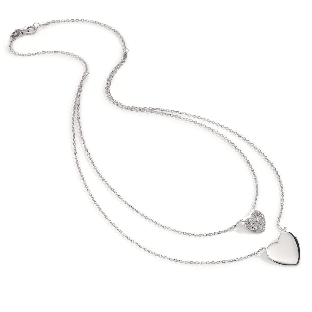 Collier Argent Zircone Rhodié Coeur 45 cm