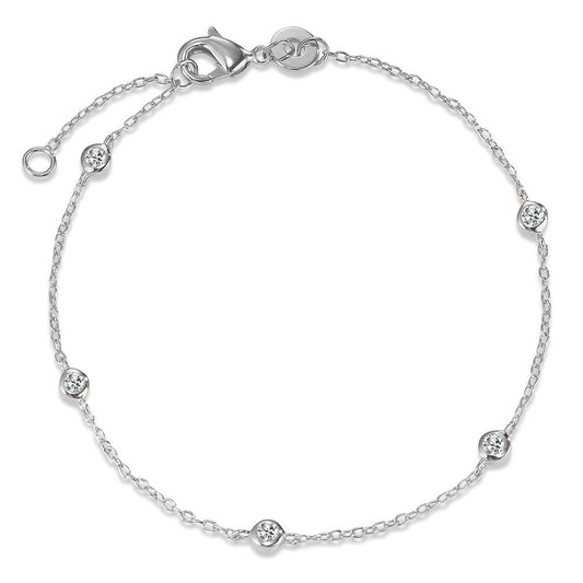 Bracciale Argento Zirconia 5 pietra rodiato 16.5-18.5 cm