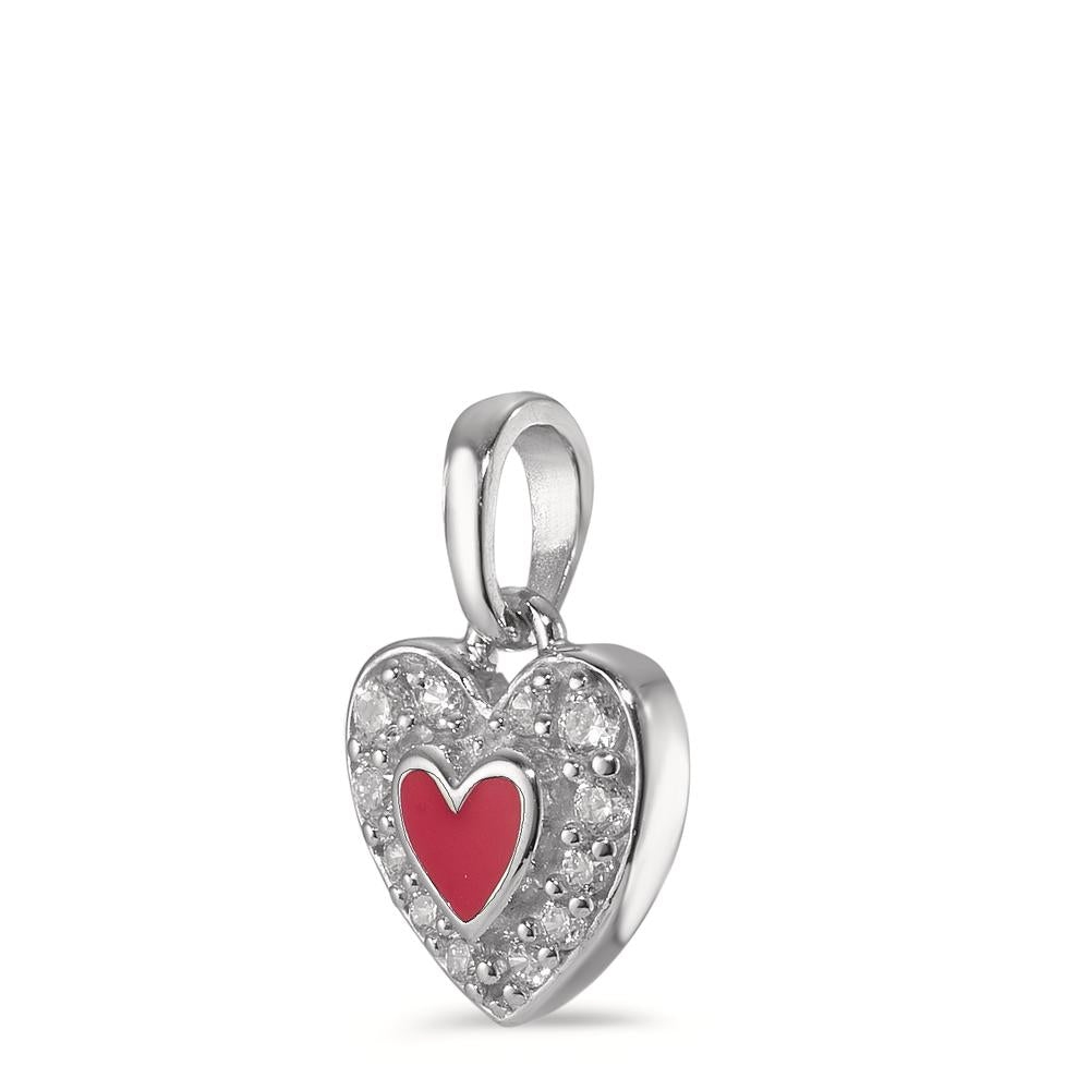 Pendentif Argent Zircone Émaillé Coeur Ø8.5 mm