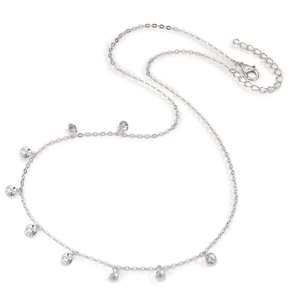 Collier Argent Zircone 9 Pierres Rhodié 40-45 cm