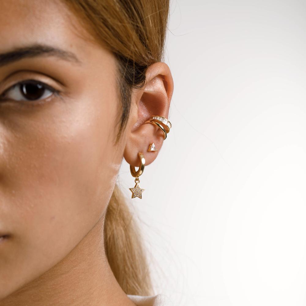 Ear cuff Argent Zircone jaune Plaqué or