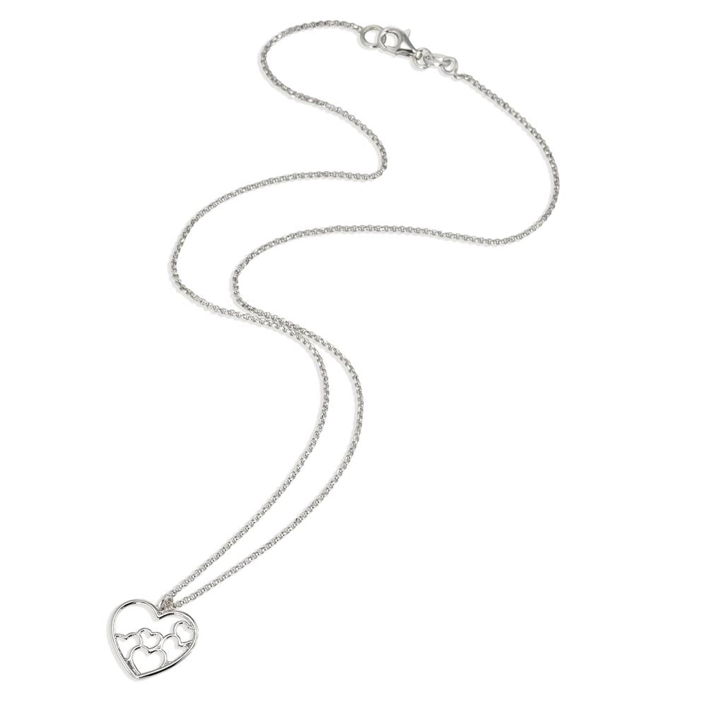 Collier Argent Rhodié Coeur 42 cm Ø15 mm