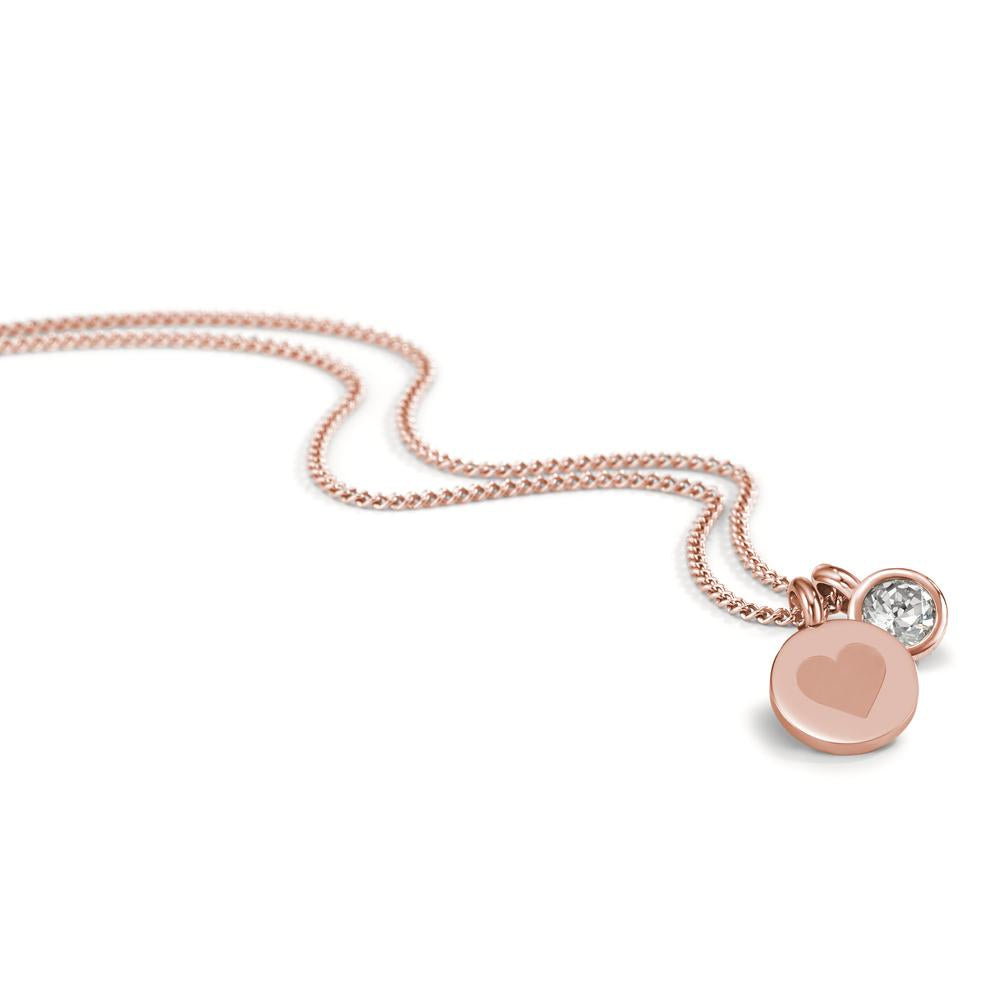 Collana Acciaio inossidabile Zirconia rosa rivestimento IP 45 cm Ø11 mm