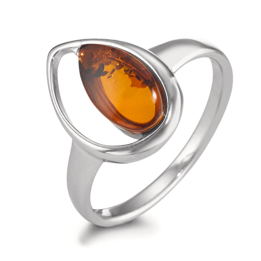 Bague Argent Ambre Rhodié