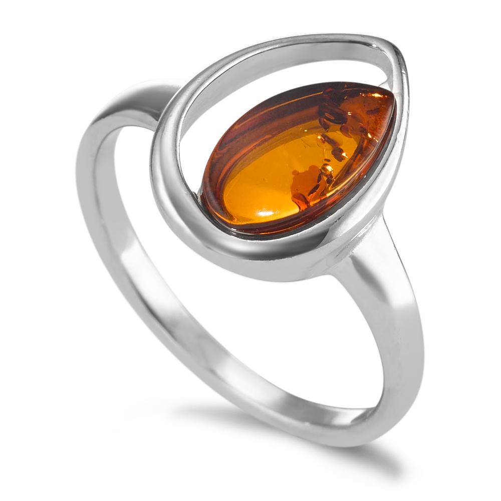 Bague Argent Ambre Rhodié