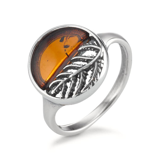 Bague Argent Ambre Rhodié Ø13 mm