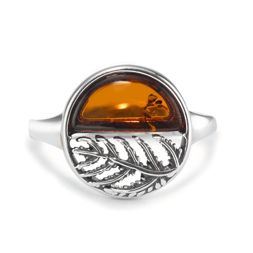 Bague Argent Ambre Rhodié Ø13 mm