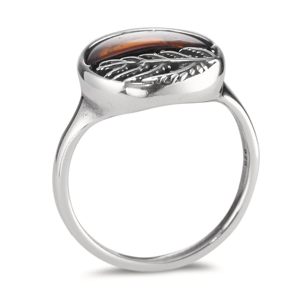 Bague Argent Ambre Rhodié Ø13 mm