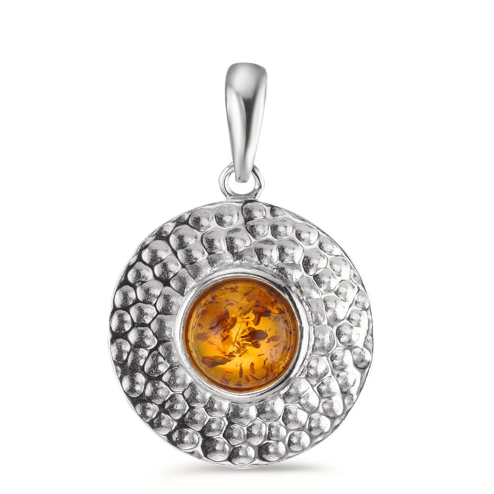 Pendentif Argent Ambre Rhodié Ø20 mm