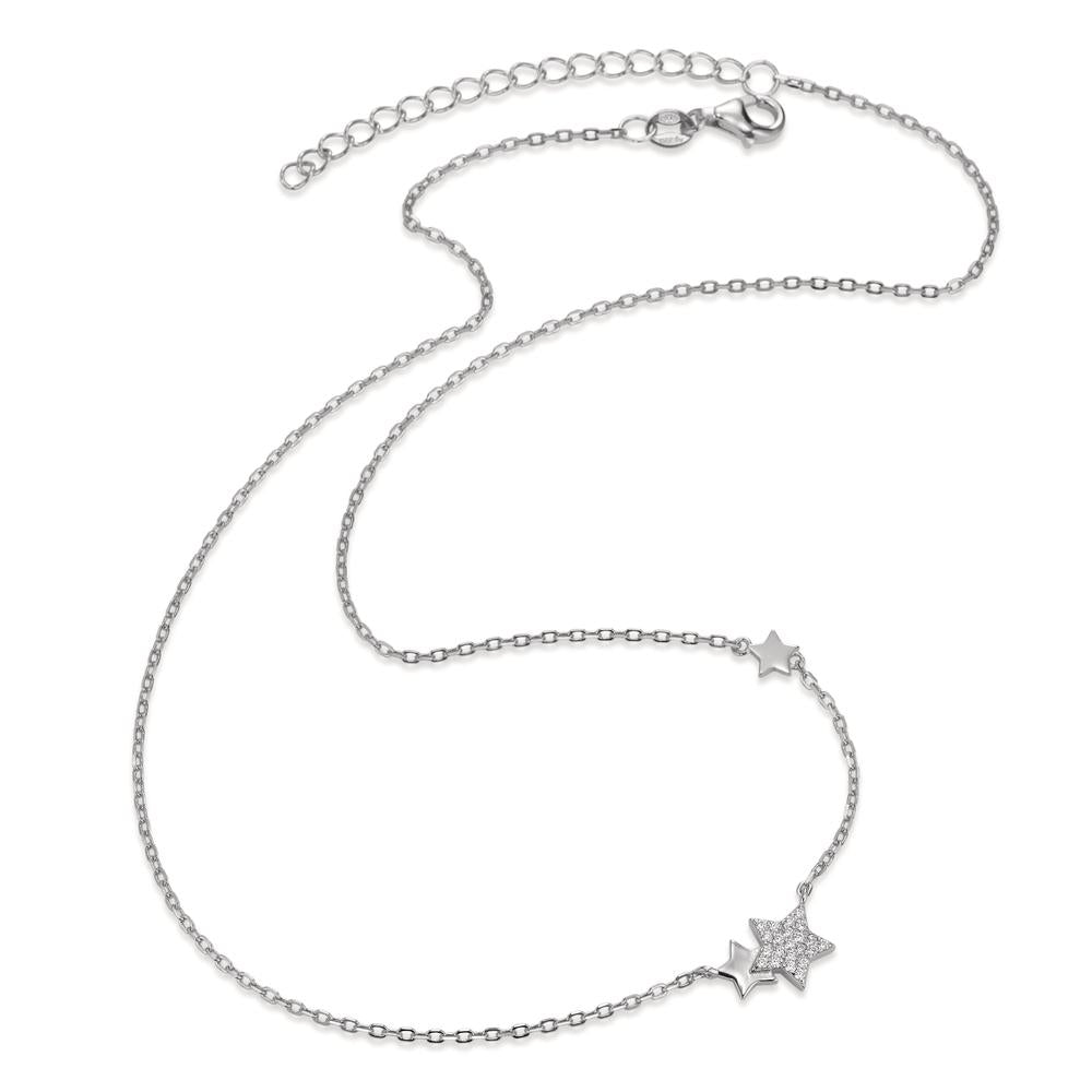 Collier Argent Zircone Rhodié Étoile 40-45 cm