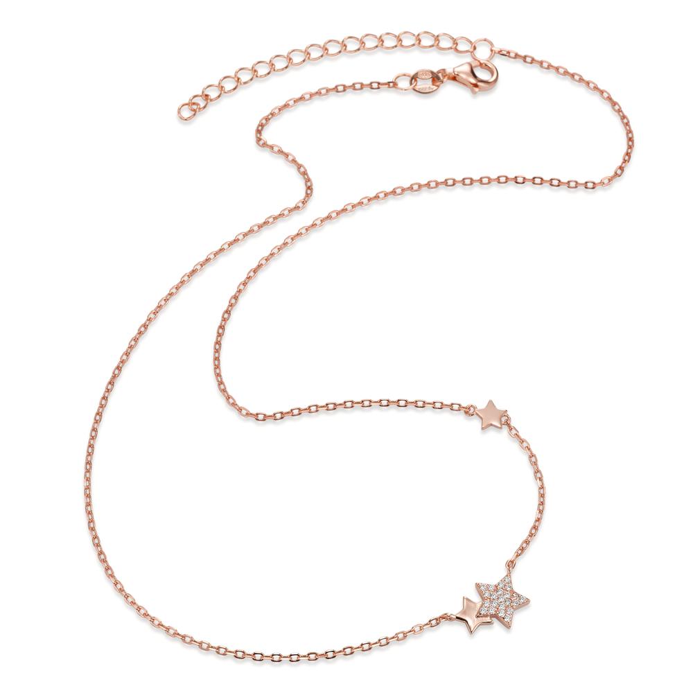 Collana Argento Zirconia rosa dorato Stella 40-45 cm