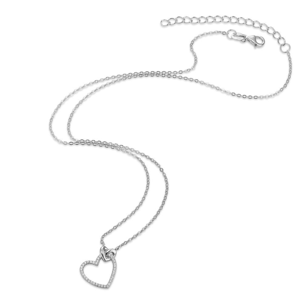 Collana Argento Zirconia rodiato Cuore 40-45 cm