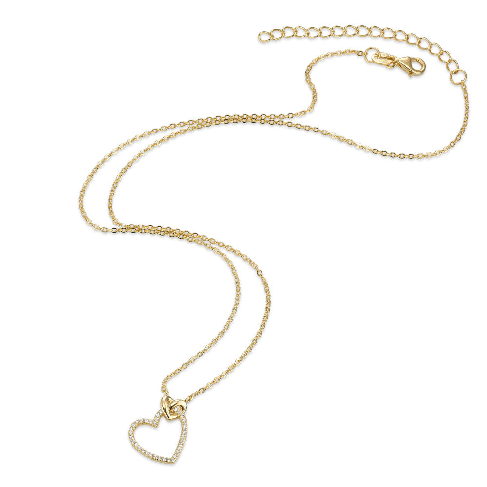 Collana Argento Zirconia giallo dorato Cuore 40-45 cm