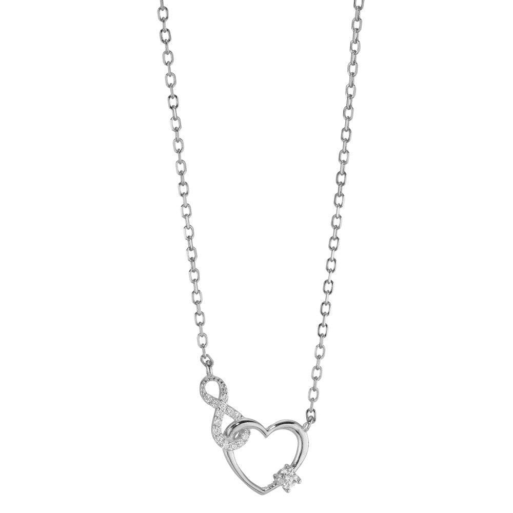 Collier Argent Zircone Rhodié Coeur 40-45 cm