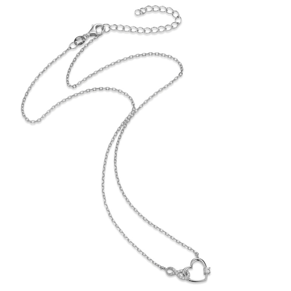 Collier Argent Zircone Rhodié Coeur 40-45 cm