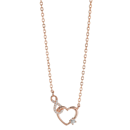 Collier Argent Zircone rosé Plaqué or Coeur 40-45 cm