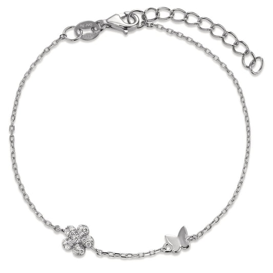 Armband Silber Zirkonia 6 Steine rhodiniert Blume verstellbar