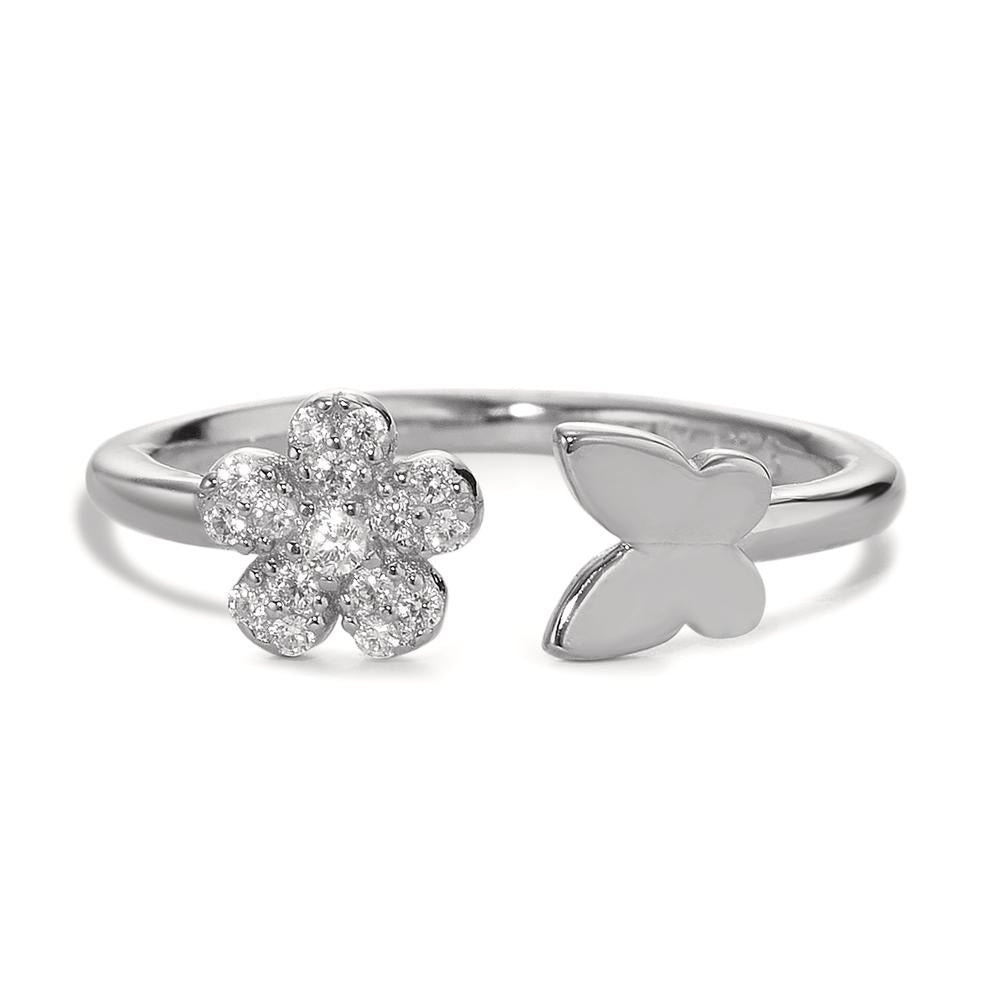 Fingerring Silber Zirkonia rhodiniert Blume