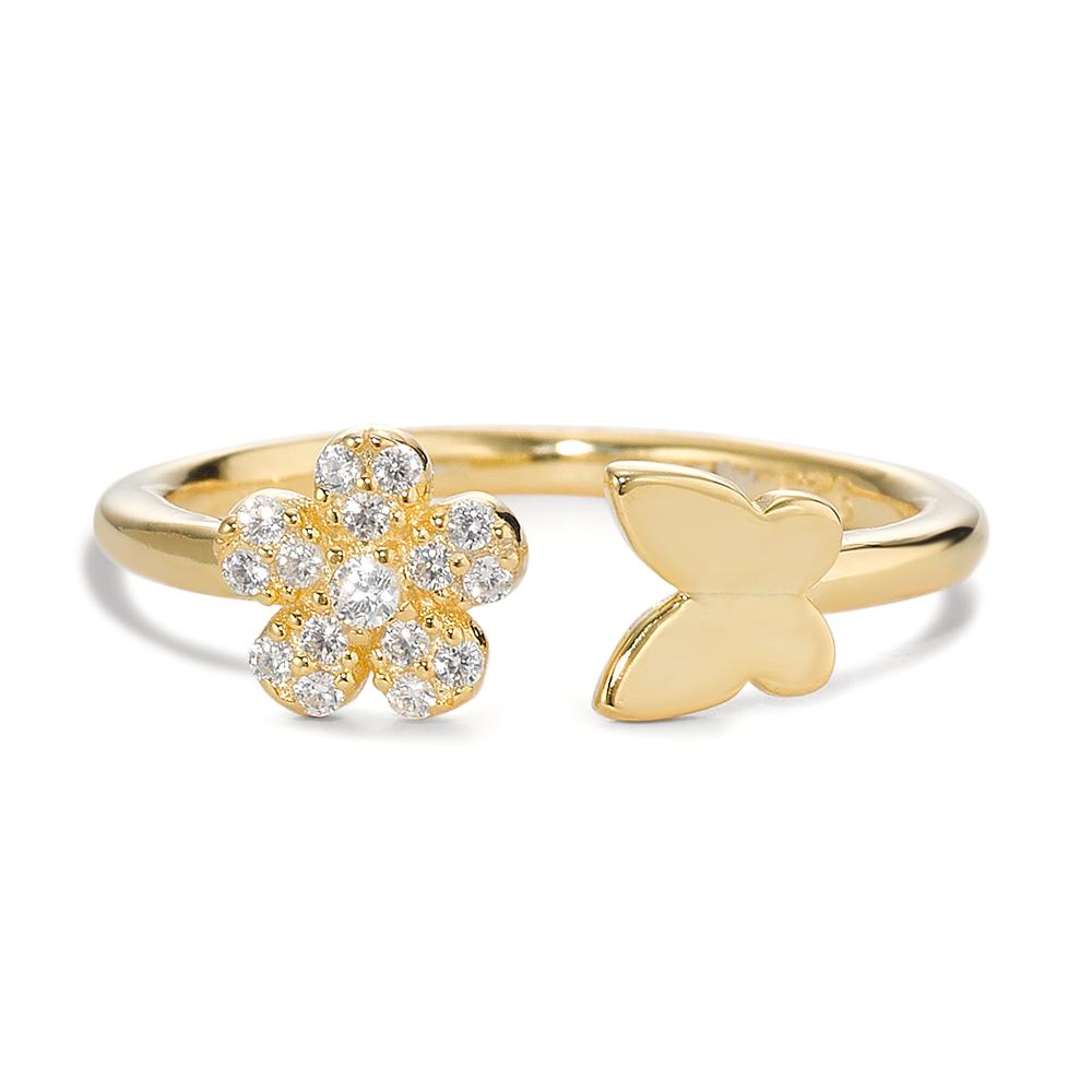 Bague Argent Zircone 6 Pierres jaune Plaqué or Fleur