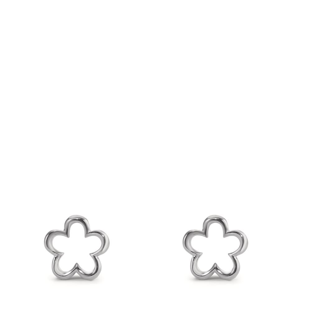 Clous d'oreilles Argent Rhodié Fleur Ø8 mm