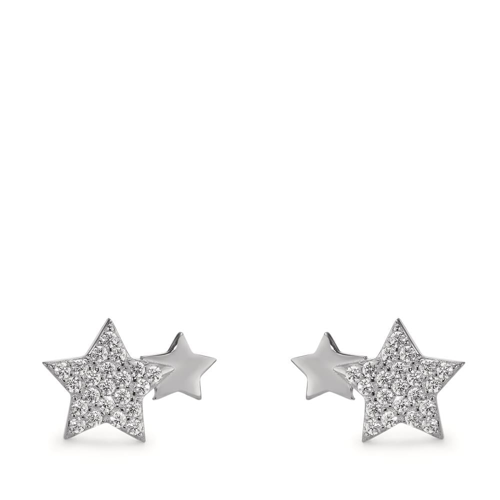 Clous d'oreilles Argent Zircone Rhodié Étoile