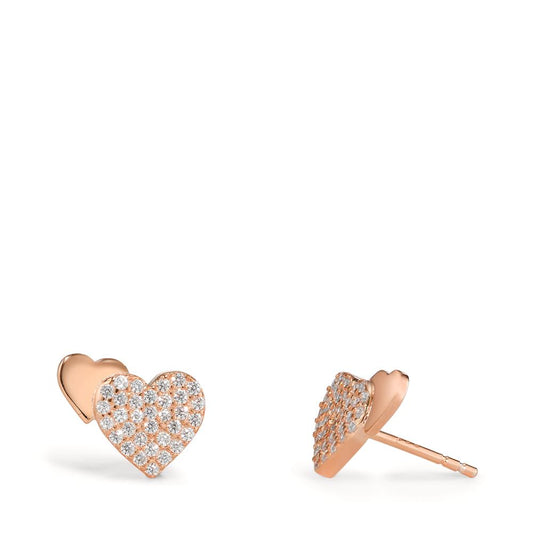 Clous d'oreilles Argent Zircone rosé Plaqué or Coeur