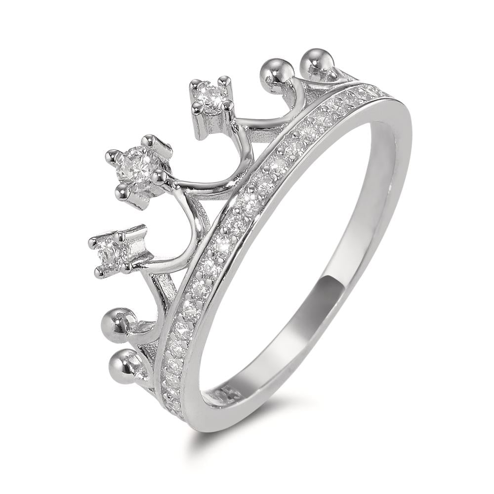 Bague Argent Zircone Rhodié Couronne