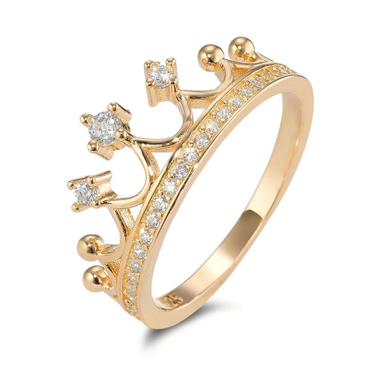 Bague Argent Zircone jaune Plaqué or Couronne