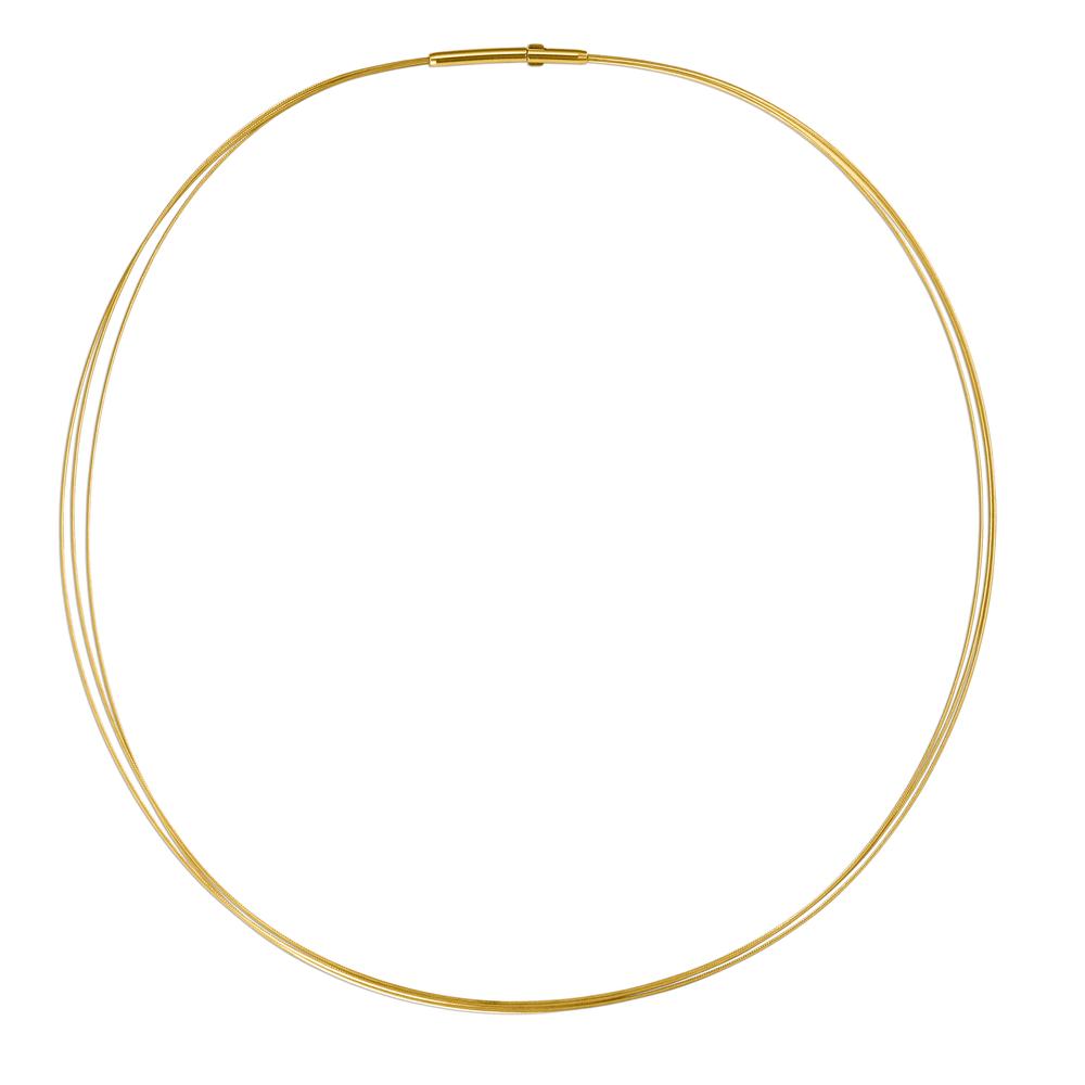 Seilcollier Aurely Gold aus Edelstahl 3-reihig mit Clipverschluss, 45cm