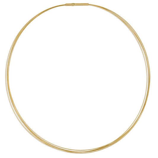 Seilcollier Aurely Gold aus Edelstahl 5-reihig mit Clipverschluss