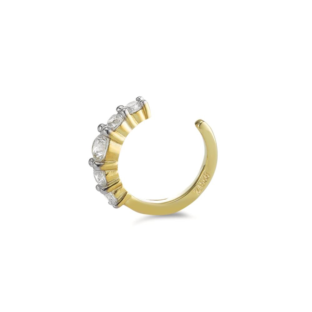 Ear cuff Argent Zircone 5 Pierres jaune Plaqué or Ø12 mm