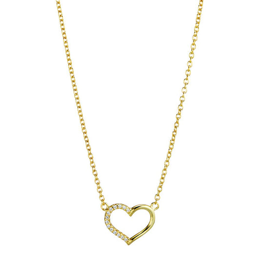 Collier Argent Zircone jaune Plaqué or Coeur 38-42 cm