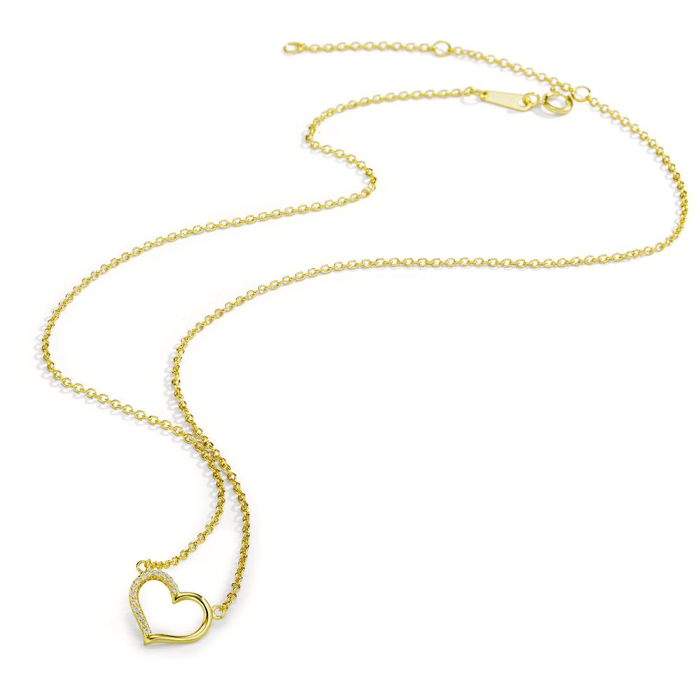 Collier Argent Zircone jaune Plaqué or Coeur 38-42 cm