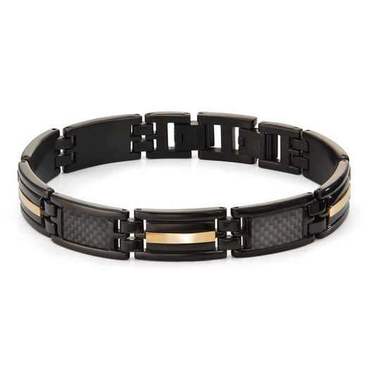 Bracelet Acier inoxydable, Carbone noir PVD 20-21.5 cm