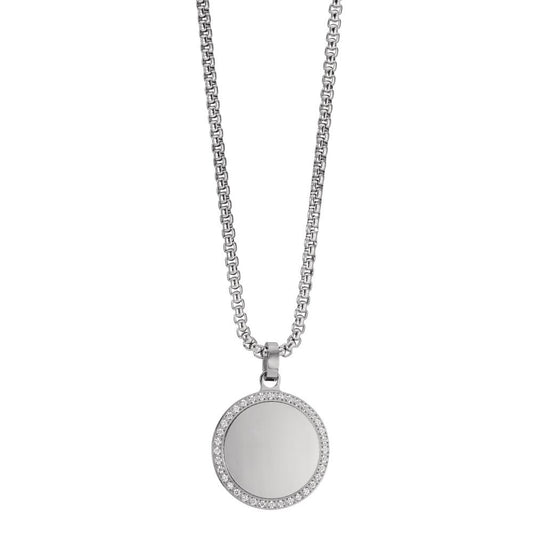 Chaînette avec pendentif Acier inoxydable Zircone 45 cm Ø20 mm