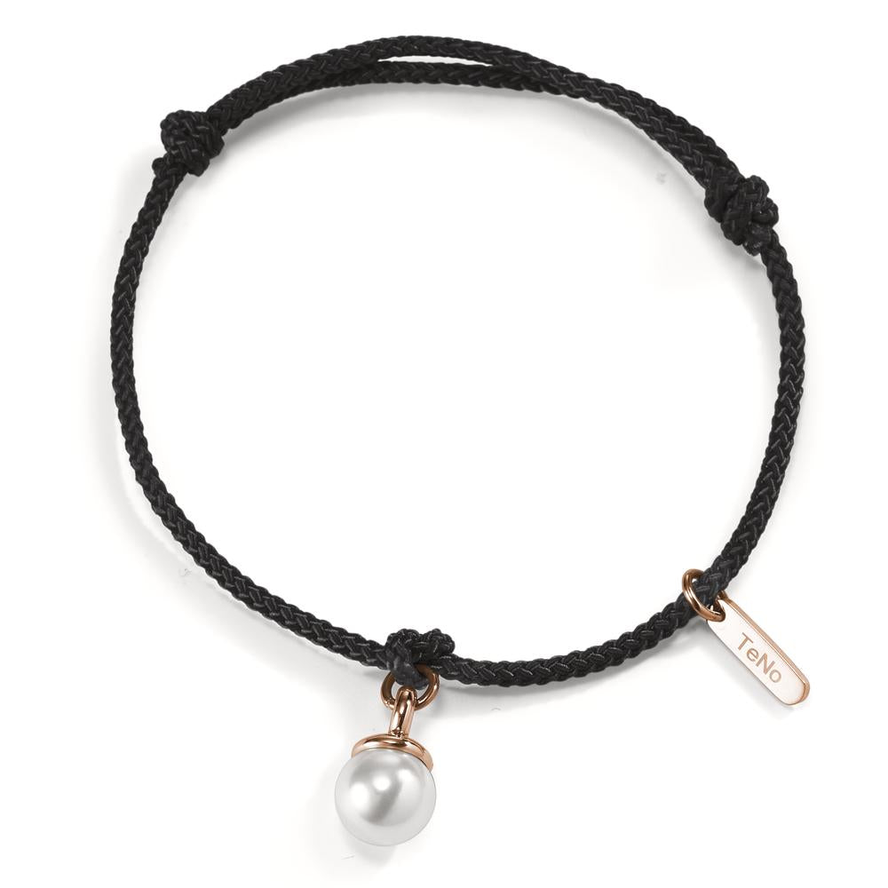 Pearl Drop Armband Rosé - Schwarz mit Muschelperle Ø7 mm verstellbar