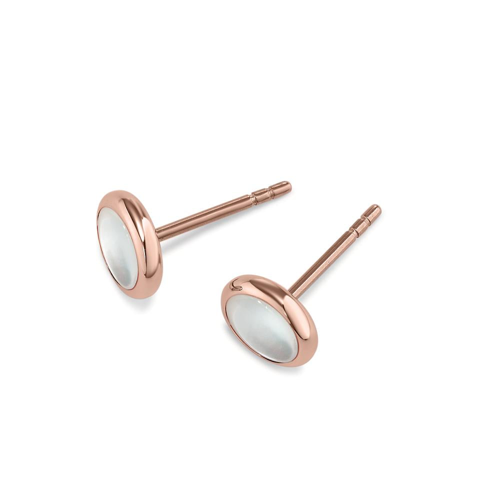 Clous d'oreilles Acier inoxydable rosé PVD nacre Ø8 mm