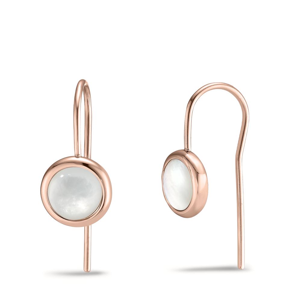 Pendant d'oreilles Acier inoxydable rosé PVD nacre Ø10 mm