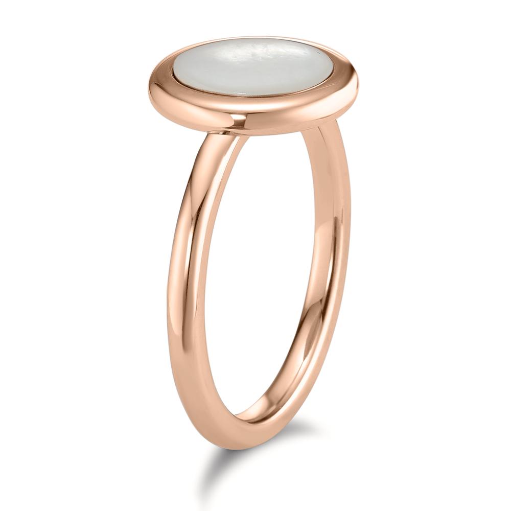 Fingerring Edelstahl rosé IP beschichtet Perlmutt Ø12 mm