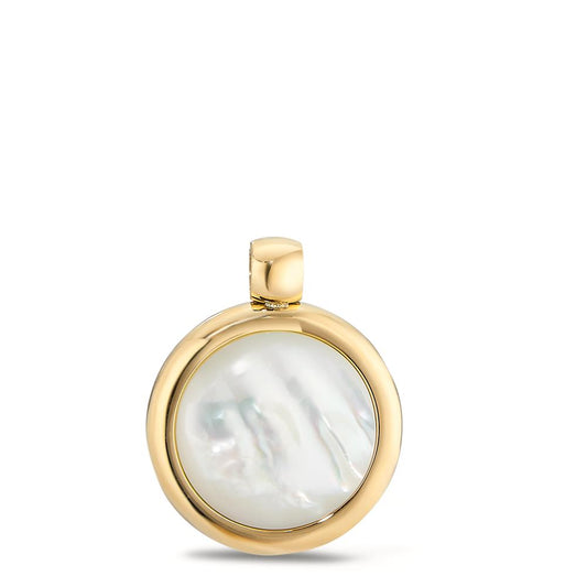 Pendentif Acier inoxydable jaune PVD nacre Ø18 mm