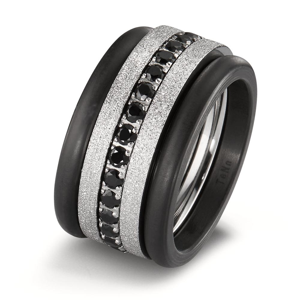 Memory Ring Edelstahl Zirkonia schwarz