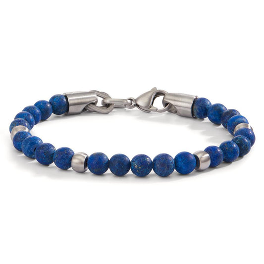 Armband ERA aus natürlichen Lapislazuli Perlen mit Edelstahl Ø6.5 mm